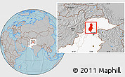 Gray Location Map of Swat, highlighted country, hill shading
