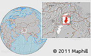 Gray Location Map of Swat, highlighted parent region, hill shading