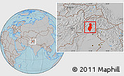 Gray Location Map of Swat, hill shading