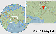 Savanna Style Location Map of Swat, within the entire country, hill shading