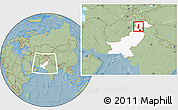 Savanna Style Location Map of Swat, highlighted country, within the entire country, hill shading