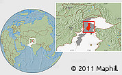 Savanna Style Location Map of Swat, highlighted country, highlighted parent region, hill shading