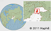 Savanna Style Location Map of Swat, highlighted country, hill shading