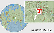 Savanna Style Location Map of Swat, highlighted parent region, hill shading