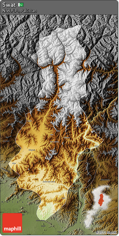 Physical Map of Swat, darken