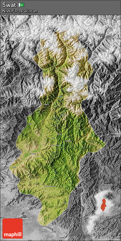 Satellite Map of Swat, desaturated