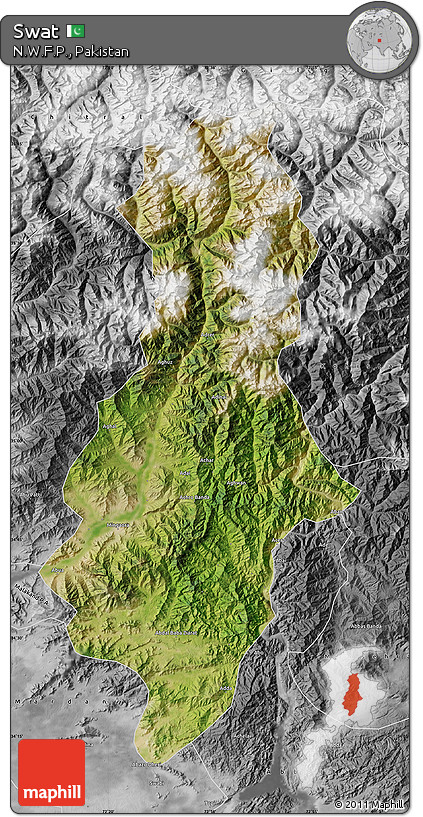 Satellite Map of Swat, desaturated