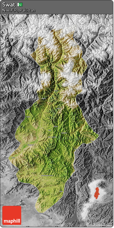 Satellite Map of Swat, desaturated