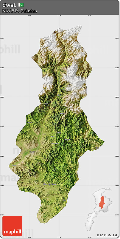 Satellite Map of Swat, single color outside