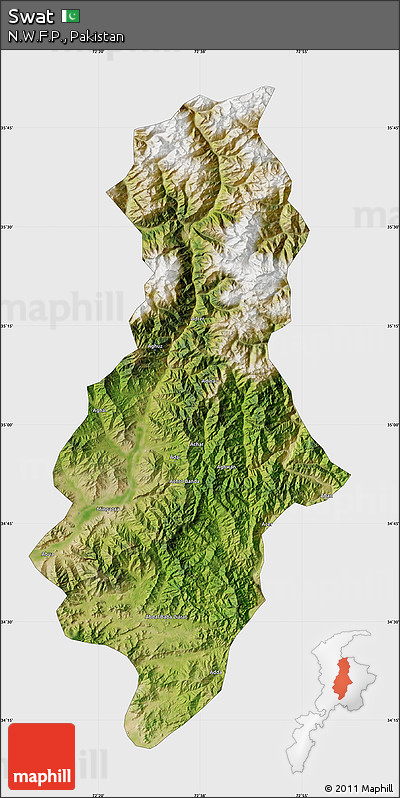 Satellite Map of Swat, single color outside