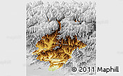 Physical Panoramic Map of Swat, lighten, desaturated