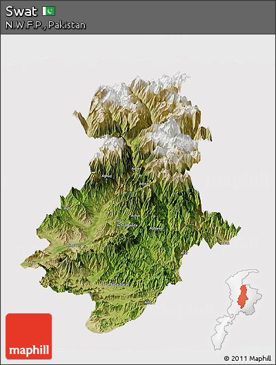 Satellite Panoramic Map of Swat, cropped outside