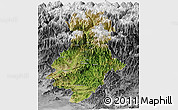 Satellite Panoramic Map of Swat, desaturated