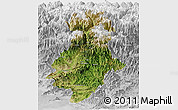 Satellite Panoramic Map of Swat, lighten, desaturated
