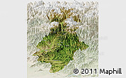 Satellite Panoramic Map of Swat, lighten