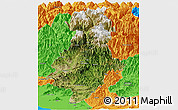Satellite Panoramic Map of Swat, political outside