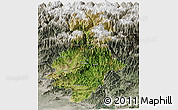 Satellite Panoramic Map of Swat, semi-desaturated