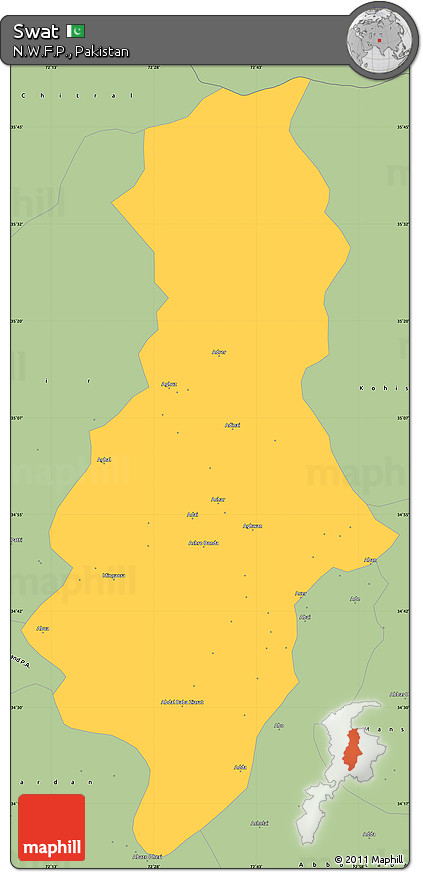 Savanna Style Simple Map of Swat