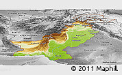 Physical Panoramic Map of Pakistan, desaturated