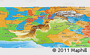 Physical Panoramic Map of Pakistan, political outside, shaded relief sea