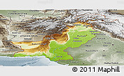 Physical Panoramic Map of Pakistan, semi-desaturated