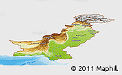 Physical Panoramic Map of Pakistan, single color outside