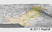 Satellite Panoramic Map of Pakistan, desaturated