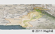Satellite Panoramic Map of Pakistan, semi-desaturated