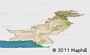 Satellite Panoramic Map of Pakistan, single color outside