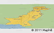 Savanna Style Panoramic Map of Pakistan, single color outside