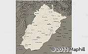 Shaded Relief 3D Map of Punjab, darken