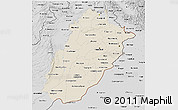 Shaded Relief 3D Map of Punjab, desaturated