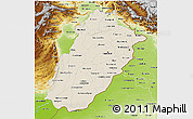 Shaded Relief 3D Map of Punjab, physical outside