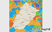 Shaded Relief 3D Map of Punjab, political outside