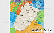 Shaded Relief 3D Map of Punjab, political shades outside