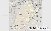 Shaded Relief 3D Map of Punjab, semi-desaturated