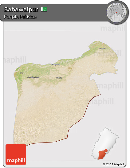 Satellite 3D Map of Bahawalpur, cropped outside