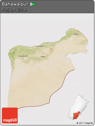 Satellite 3D Map of Bahawalpur, cropped outside