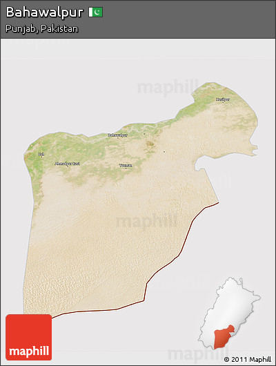 Satellite 3D Map of Bahawalpur, cropped outside