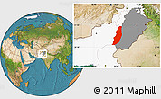 Satellite Location Map of Dera Ghazi Khan, highlighted country, highlighted parent region