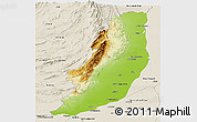 Physical Panoramic Map of Dera Ghazi Khan, shaded relief outside