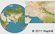 Satellite Location Map of Lahore, within the entire country