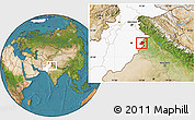 Satellite Location Map of Lahore, highlighted country