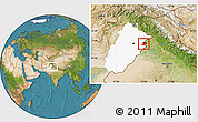 Satellite Location Map of Lahore, highlighted parent region