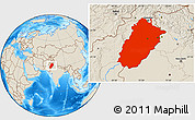 Shaded Relief Location Map of Punjab