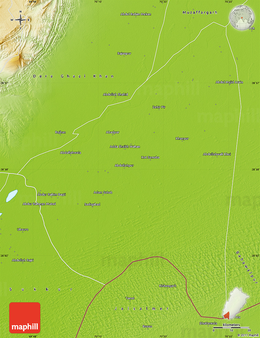 Physical Map Of Rahim Yar Khan