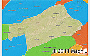 Satellite 3D Map of Sahiwal, political outside