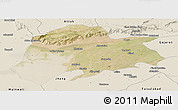 Satellite Panoramic Map of Sargodha, shaded relief outside