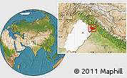 Satellite Location Map of Sialkot, highlighted parent region