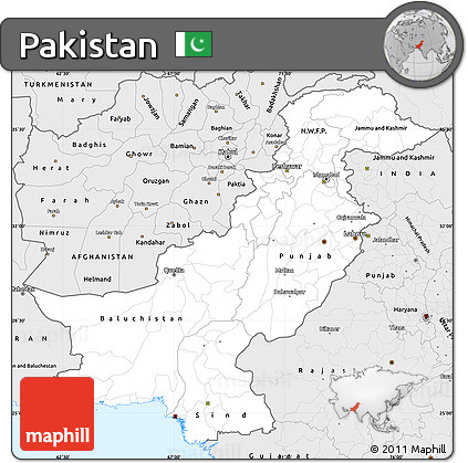 Silver Style Simple Map of Pakistan